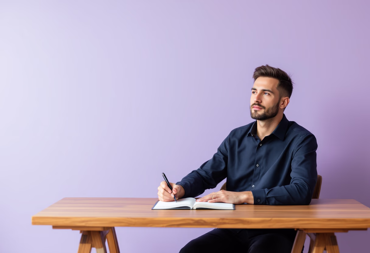 image of author at writing desk